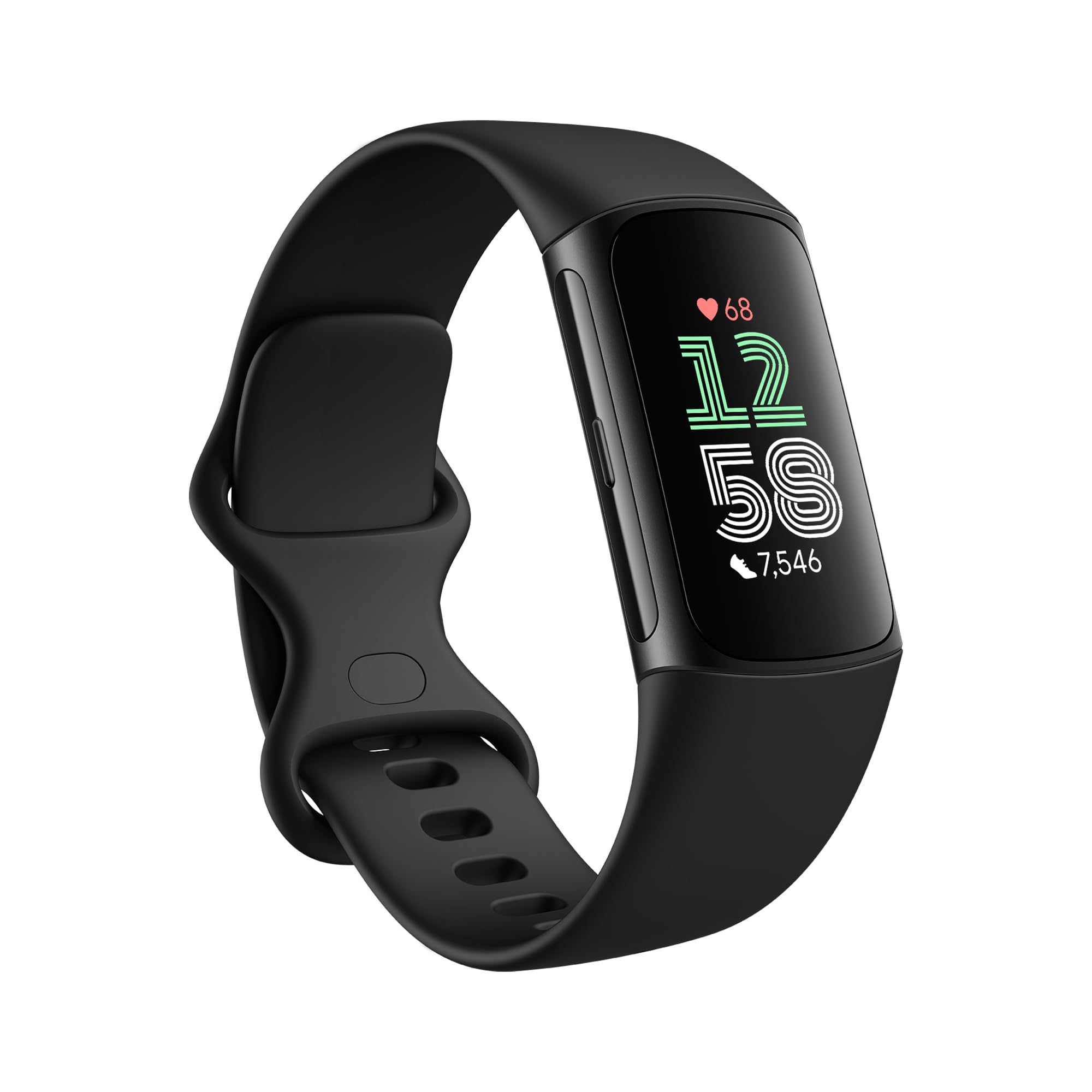 Fitbit - Charge 6 Fitness Tracker with Google Apps, Heart Rate on Exercise Equipment, GPS, Health Tools and More, Obsidian/Black, One Size (S & L Bands Included)