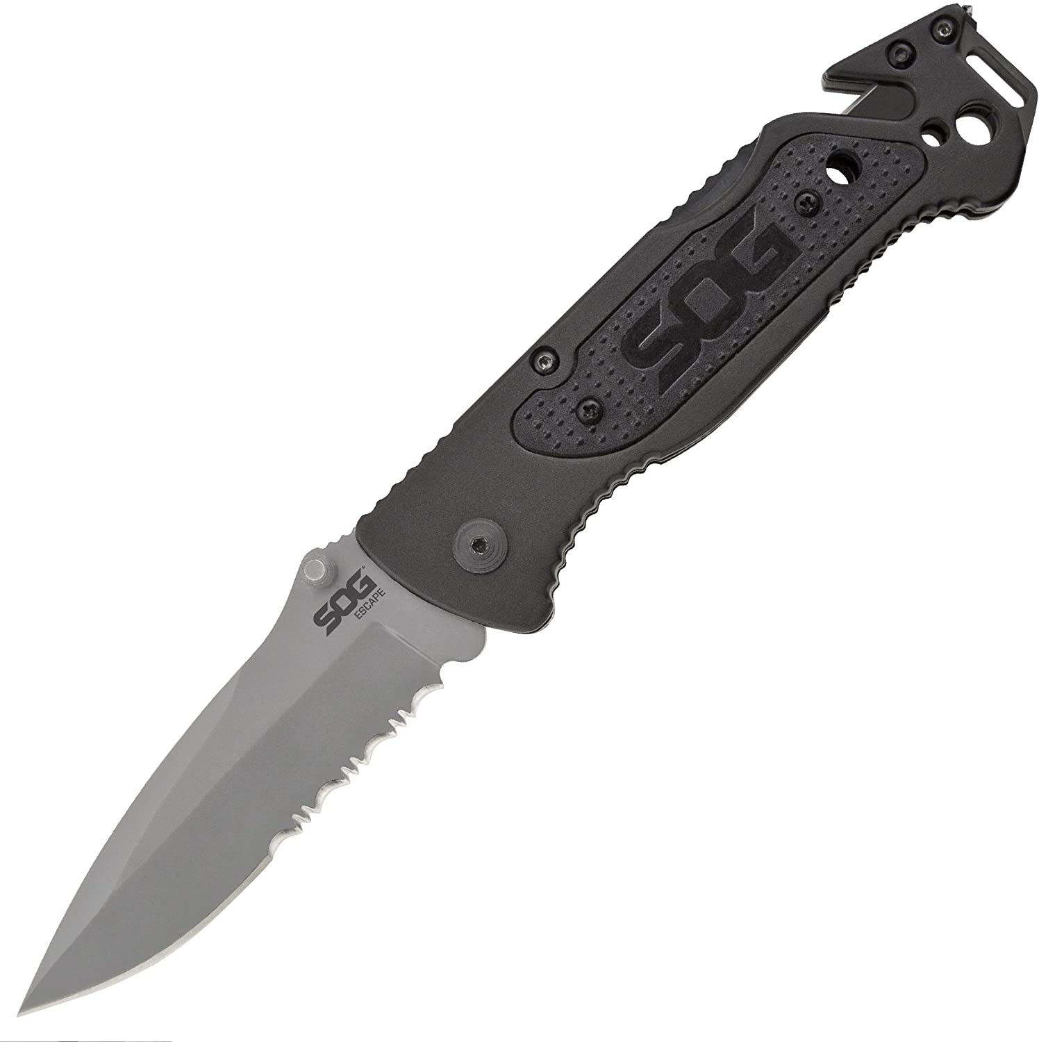 SOG - Escape Tactical Serrated Edge Steel Pocket Knife, Satin