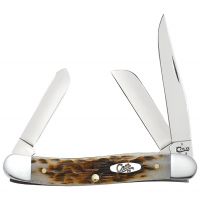 Case Knives - Amber Bone Peach Seed Jig Medium Stockman