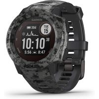 Garmin - Instinct Solar, Solar-Powered Rugged Outdoor Smartwatch, Graphite Camo